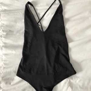 Black Strappy Back Bodysuit